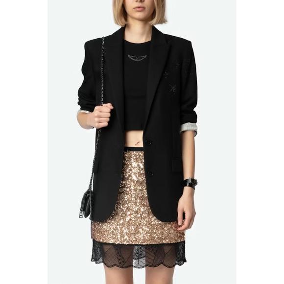 NEW ZADIG & VOLTAIRE justicias sequin skirt in gold - Picture 1 of 4